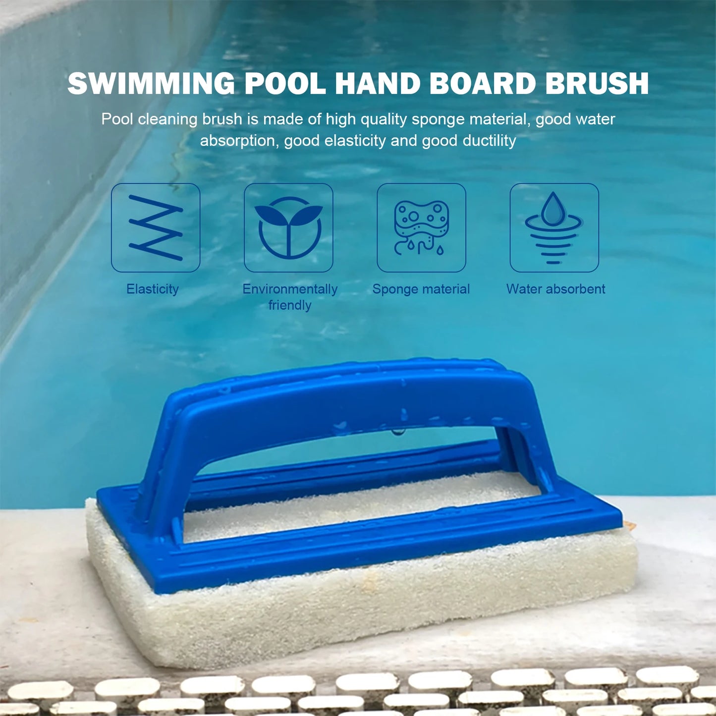 Swimming Pool Wall Cleaning Brush - Waterline Scrubber Sponge for Pools, Hot Springs, and Spa Tubs