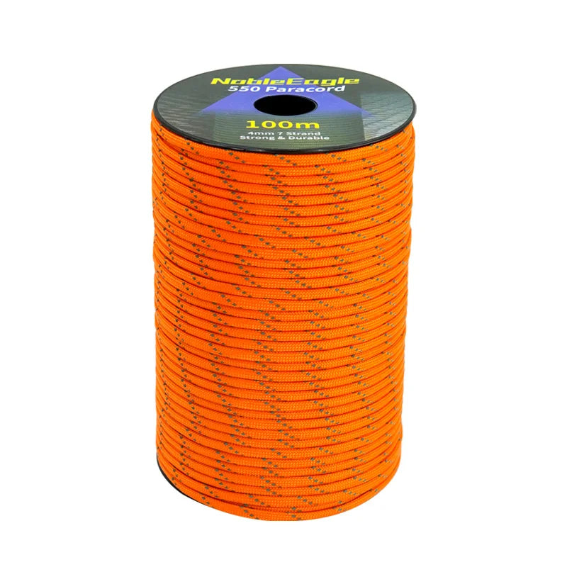 550 Paracord 7-Strand Reflective Military Tactical Rope - 4mm Parachute Cord for Camping, DIY Bracelets & Outdoor Gear