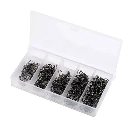 Premium Stainless Steel Fishing Swivel Connectors - 50 Piece Set with Rolling Bearing & Snap Hook for Lure Rigging