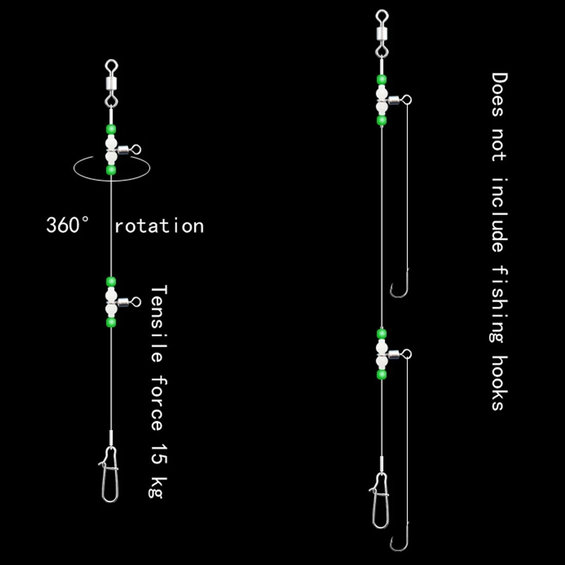 9KM Saltwater Fishing Rig Set - 3-Way Swivel Hook Connectors (2, 3, 4 Hook Options) for Fishing Line and Weight
