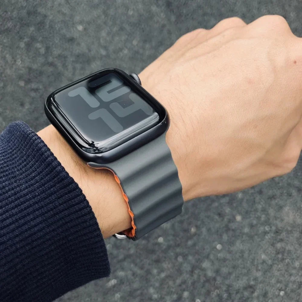 Ocean Strap Silicone Band for Apple Watch - Compatible with Ultra 2, Series 9/8/7/6/5/4/3/SE - All Sizes (49mm, 45mm, 44mm, 42mm, 41mm, 40mm) - Premium Silicone Bracelet Wristband