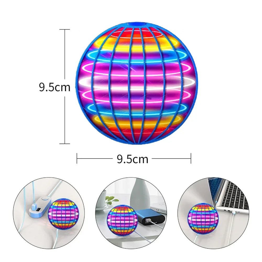 LED Cosmic Globe Flying Ball - Hand Controlled 360° Rotating Suspension Toy with Color Lights for Indoor & Outdoor Play