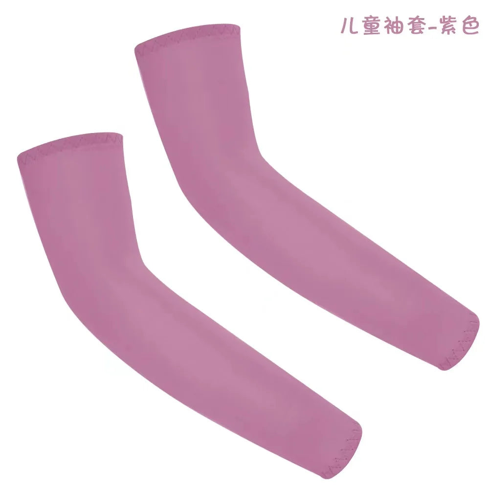 Kids UV Protection Arm Sleeves - Ice Silk Cooling Compression Sleeves for Boys & Girls Outdoor Sports (1 Pair)