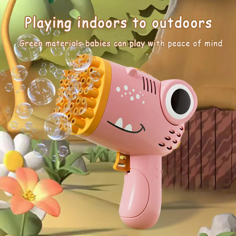 40-Hole Dinosaur Bubble Machine - Electric Bubble Gun for Outdoor Fun