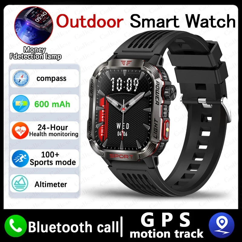 Military GPS Smart Watch for Huawei & Xiaomi - Men's Flashlight Compass Waterproof Outdoor Sport Tracker with Bluetooth Call