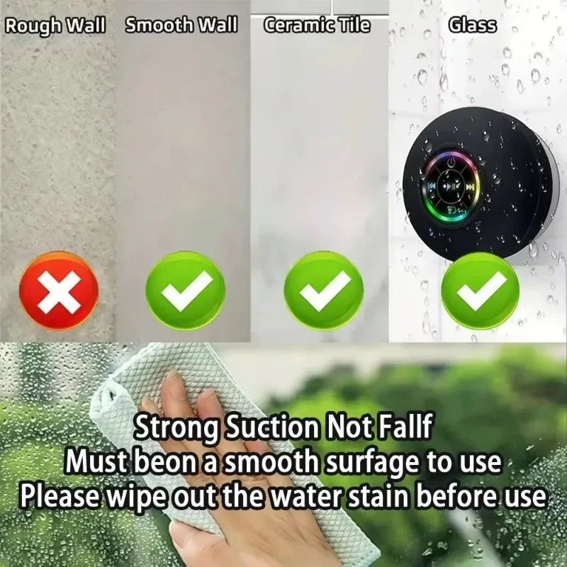Waterproof Mini Bluetooth Speaker 2025 - Wireless LED Suction Cup Stereo for Bathroom & Outdoor Sports