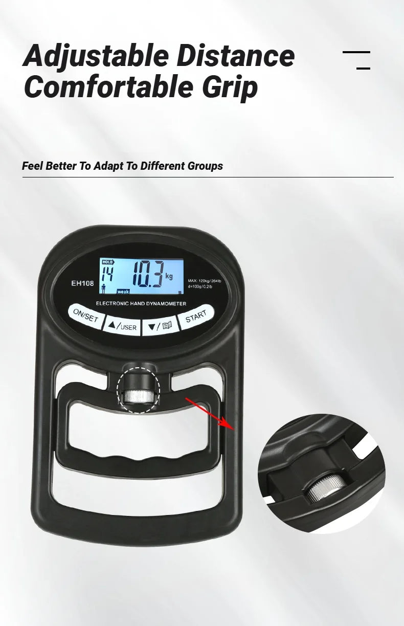 265Lbs/120Kg Digital Hand Dynamometer - Grip Strength Tester for Men and Women