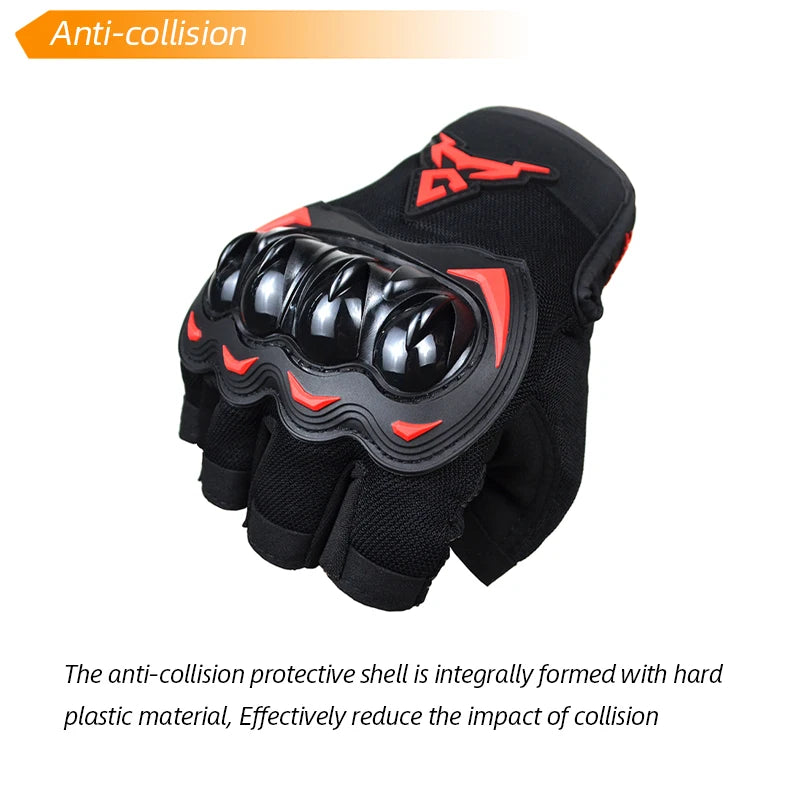 MOTOCENTRIC Half Finger Motorcycle Gloves - Breathable Summer Riding Gloves with Anti-Fall Palm Guard for ATV MTB Cycling