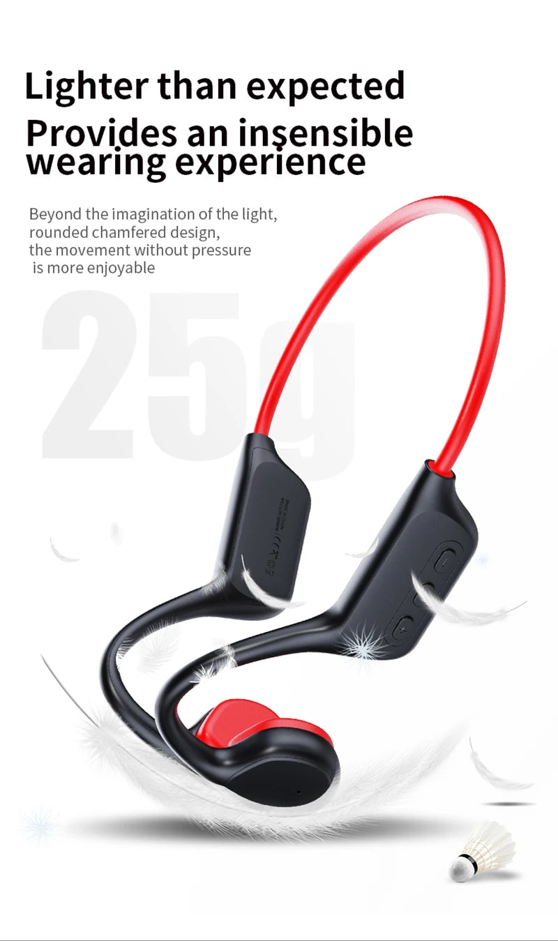 Waterproof Bone Conduction Swimming Headset - Bluetooth 5.3 Wireless Earphones with 32GB Storage, IPX8 Rating & Microphone for Exercise and Fitness