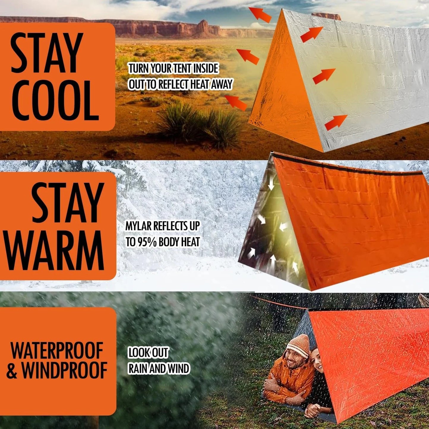 2-Person Waterproof Emergency Camping Tent - Family Travel Shelter with Pergola Design