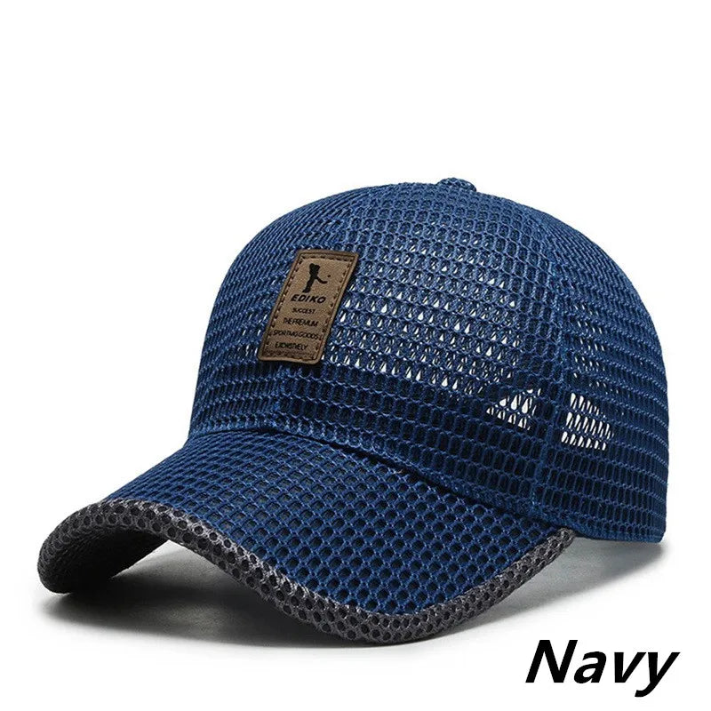 Men's Breathable Mesh Baseball Cap - Quick-Dry Anti-UV Sports Visor for Tennis, Golf & Hiking