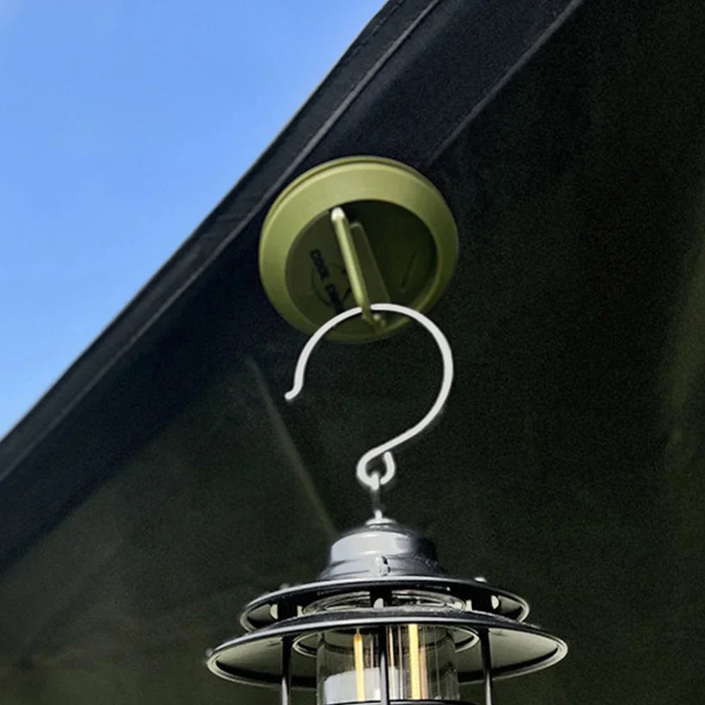 Multi-Purpose Magnetic Camping Hook - Portable Tent Ceiling Clamp with Suction Cup for Outdoor Rope & Lamp Storage
