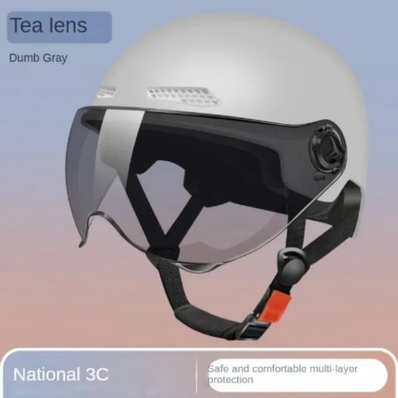 3C Certified Bicycle Safety Helmet with Goggles - Half Helmet for Men, Women, Adults & Children, Electric Bicycle & Motorcycle, Cartoon Design