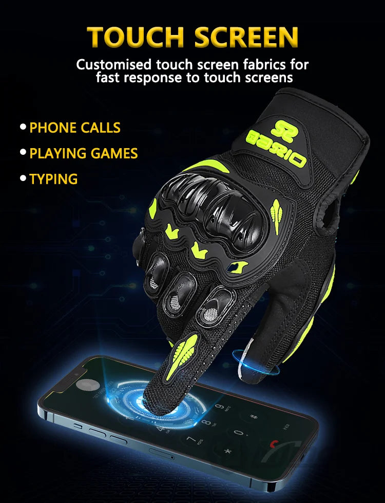 Full Finger Motorcycle Gloves - Summer Breathable, Touch Screen, Non-Slip Racing Gloves