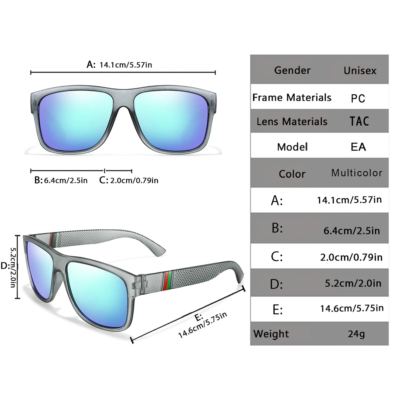 Men's Vintage Large Frame Square Polarized Sunglasses - UV400 Protection for Fishing, Driving, Cycling & Running