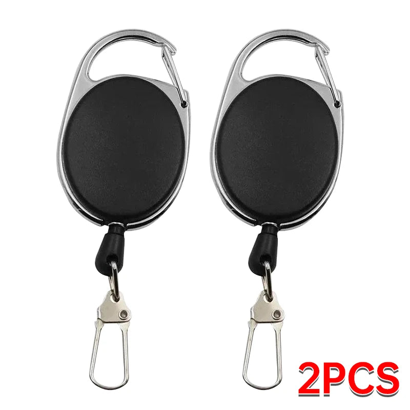 Retractable Badge Holder with Keychain - ID Card Holder with Backpack Clip, Lanyard & Hiking Buckle Key Ring Tool