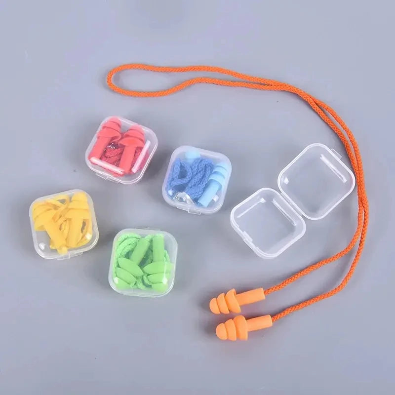 Silicone Swimming Earplugs with Rope - Noise Reduction Sleep Ear Plugs for Diving & Underwater Activities (1 Piece)