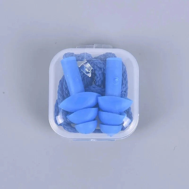 Silicone Swimming Earplugs with Rope - Noise Reduction Sleep Ear Plugs for Diving & Underwater Activities (1 Piece)