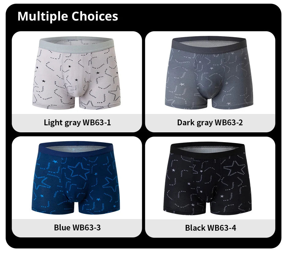 Men's Printed Fashion Boxer Briefs - 4/5 Pack European & American Sizes, Plus Size Comfortable Underwear & Swim Trunks