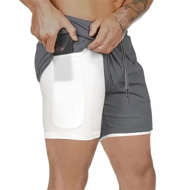 Men's 2-in-1 Compression Athletic Shorts - Double Layer Summer Fitness Training Shorts for Gym & Sports