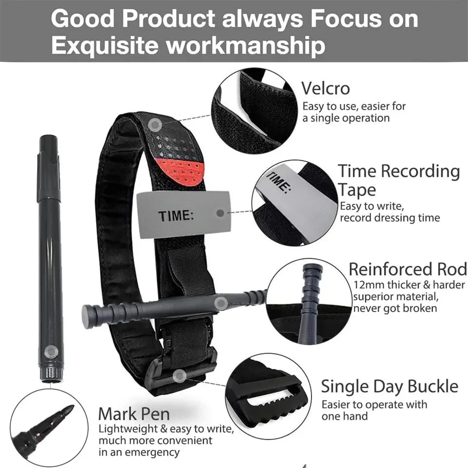 Tactical Combat Tourniquet - Military Grade Emergency Medical Equipment with Pen for First Aid & Outdoor Exploration
