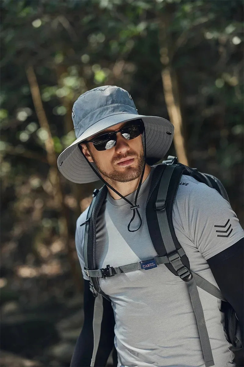 Men's Summer Fisherman Bucket Hat - Wide Brim Sun Protection Cap for Outdoor Activities