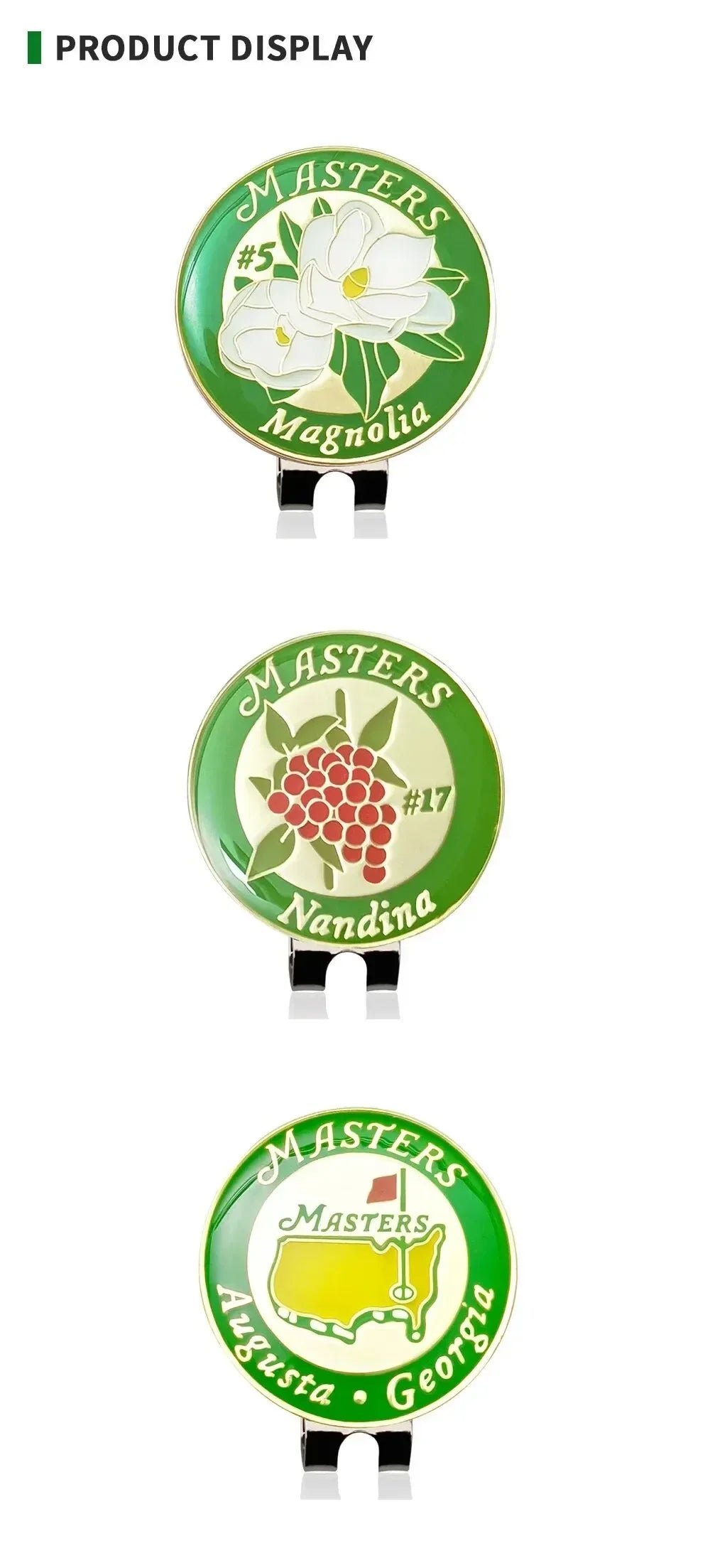 Magnetic Golf Ball Marker with Hat Clip - US Map White Flower Design Training Aid Gift for Kids Boys Girls Golfers