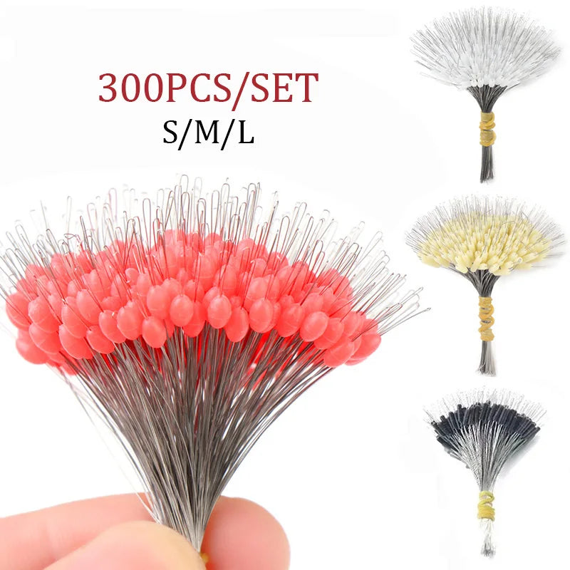 Professional Fishing Float Set - 300pcs Silicone Oval Bobber Stoppers with Anti-Strand Technology