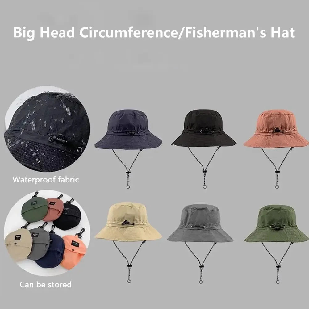 Unisex Waterproof Panama Bucket Hat - Anti-UV Sun Protection for Outdoor Camping, Hiking & Mountaineering