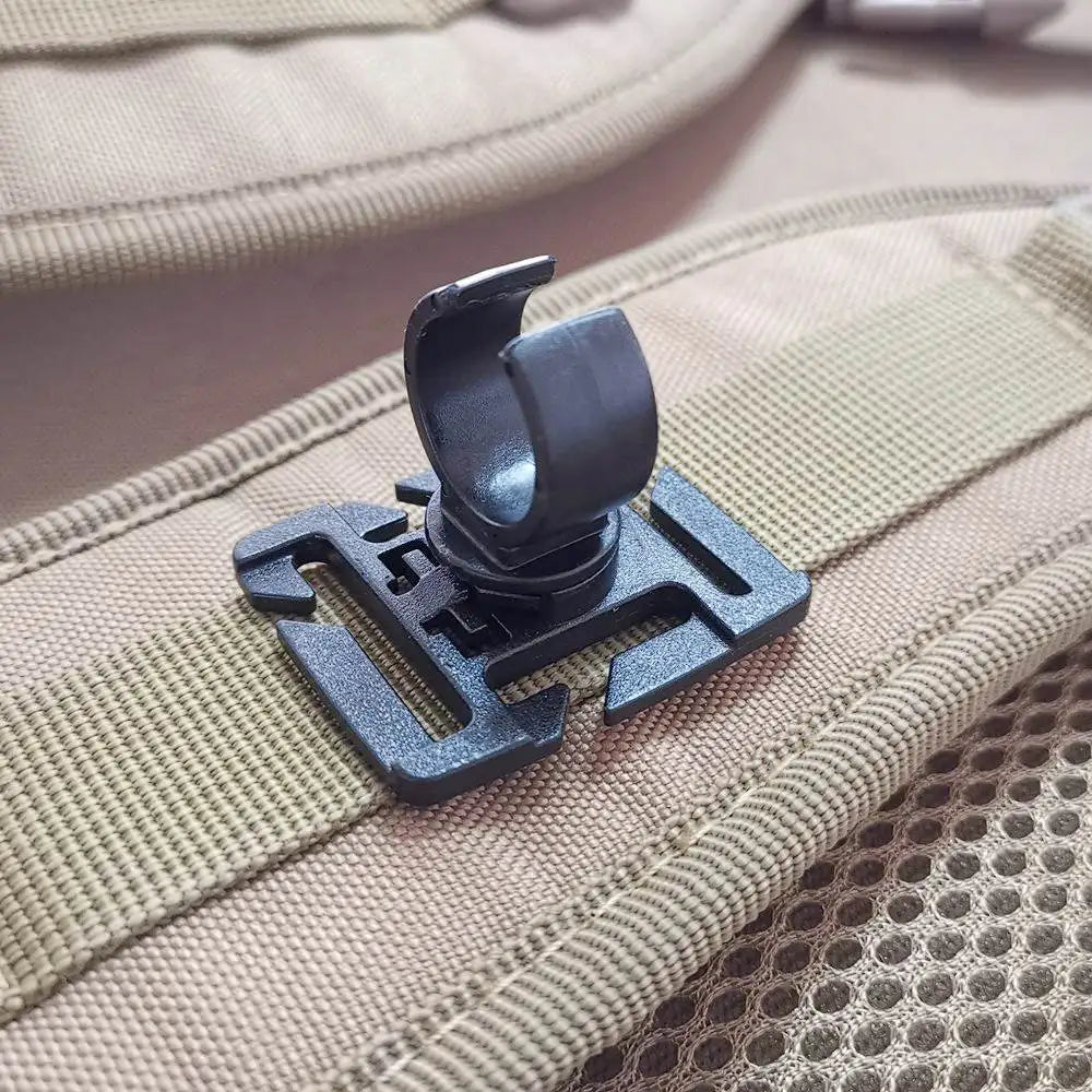 Swivel U-Ring Flashlight Holder - Multi-Purpose Backpack Light Clamp for Outdoor Hiking, Climbing & Work - Water Pipe, Pole & Shoulder Strap Compatible