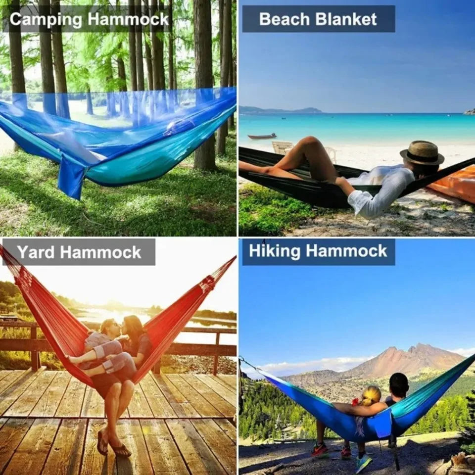 Lightweight Parachute Fabric Camping Hammock with Mosquito Net - High Strength Hanging Bed 250x120cm