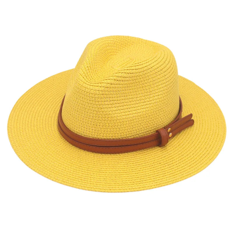 Breathable Straw Panama Hat - European American Style Jazz Sun Hat for Beach & Leisure