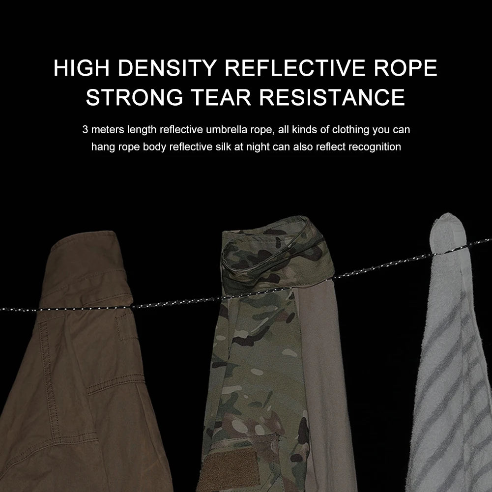 Windproof Elastic Travel Clothesline 3M with 12 Clips - Portable Stretch Laundry Line for Camping, Hotel, Trip & Cruise