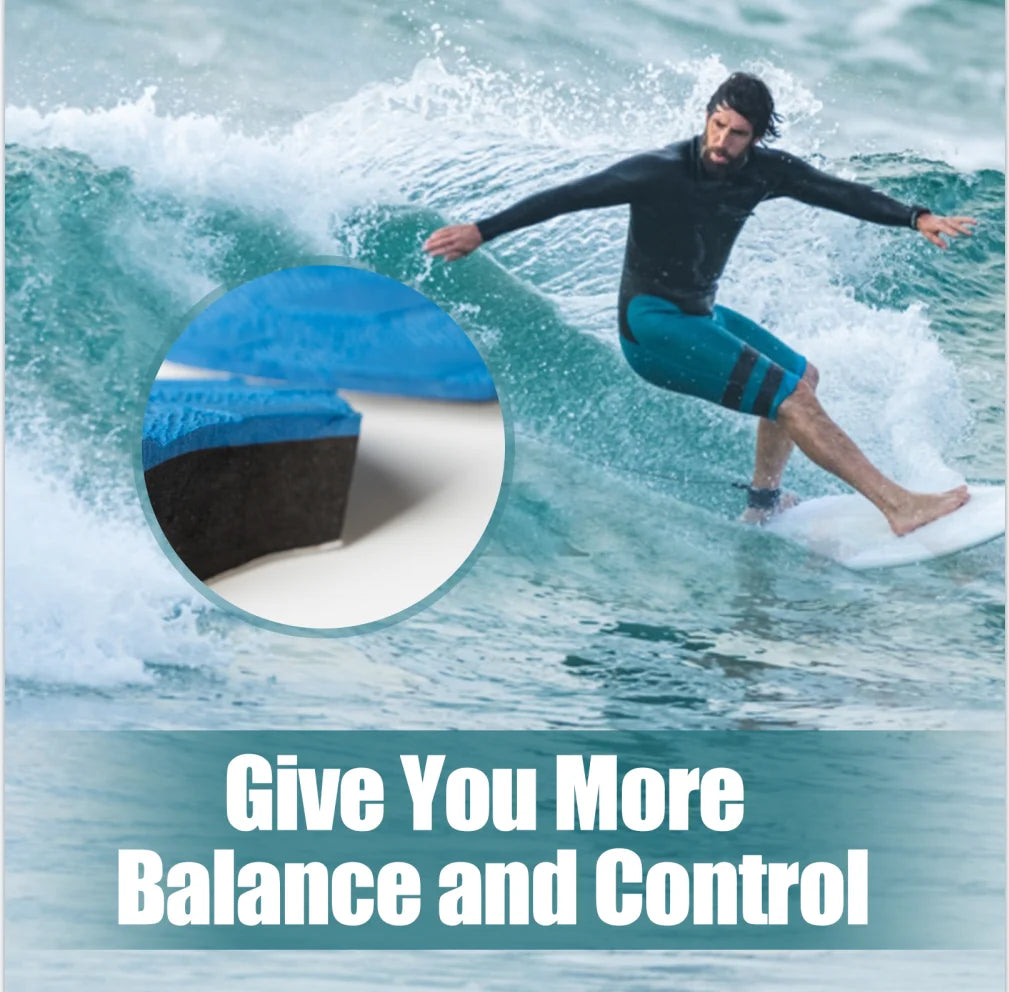 3-Piece EVA Foam Surfboard Traction Pad - Colorful Diamond Grip Deck Pad for Surf & SUP Boards - Non-Slip Trimmable Tail Pad with Strong Adhesive