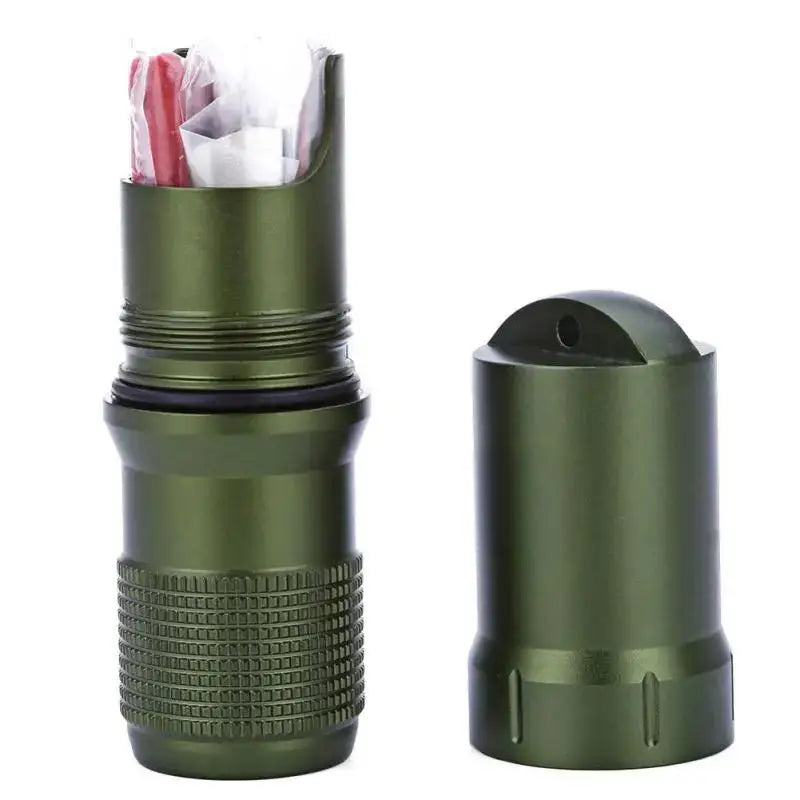 Waterproof Survival Storage Capsule - 3-in-1 Emergency Container for Pills/Matches/Gear with Sealed Design for Outdoor Adventures