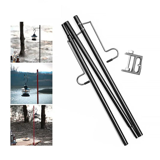 Portable Camping Lantern Stand - Detachable Tabletop Light Holder with Hangers for Hiking & Tourist Equipment