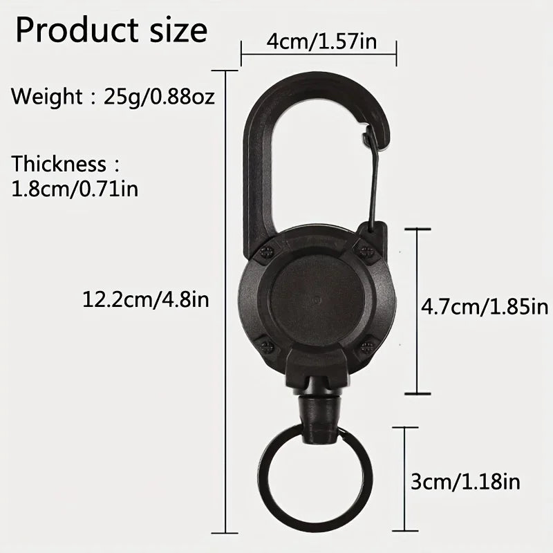 Heavy Duty Retractable Badge Reel Keychain with Carabiner Clip - Extendable Key Chain Holder for Men's Outdoor Bags (1/2/4 Pack Options)