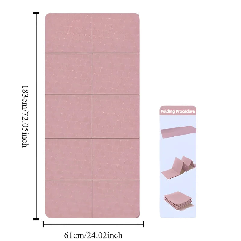 Eco-Friendly TPE Foldable Yoga Mat - Double-Sided Non-Slip Travel Exercise Mat for Pilates & Floor Workouts