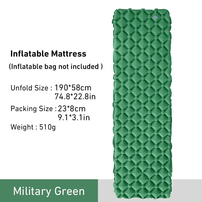 Ultralight Inflatable Camping Sleeping Pad - Portable Outdoor Air Mattress for Hiking and Travel