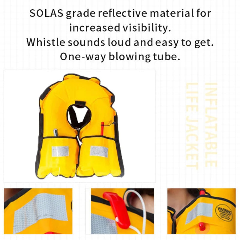 Adult Auto-Inflatable Life Jacket - Manual PFD 150N for Water Sports, Fishing & Rafting