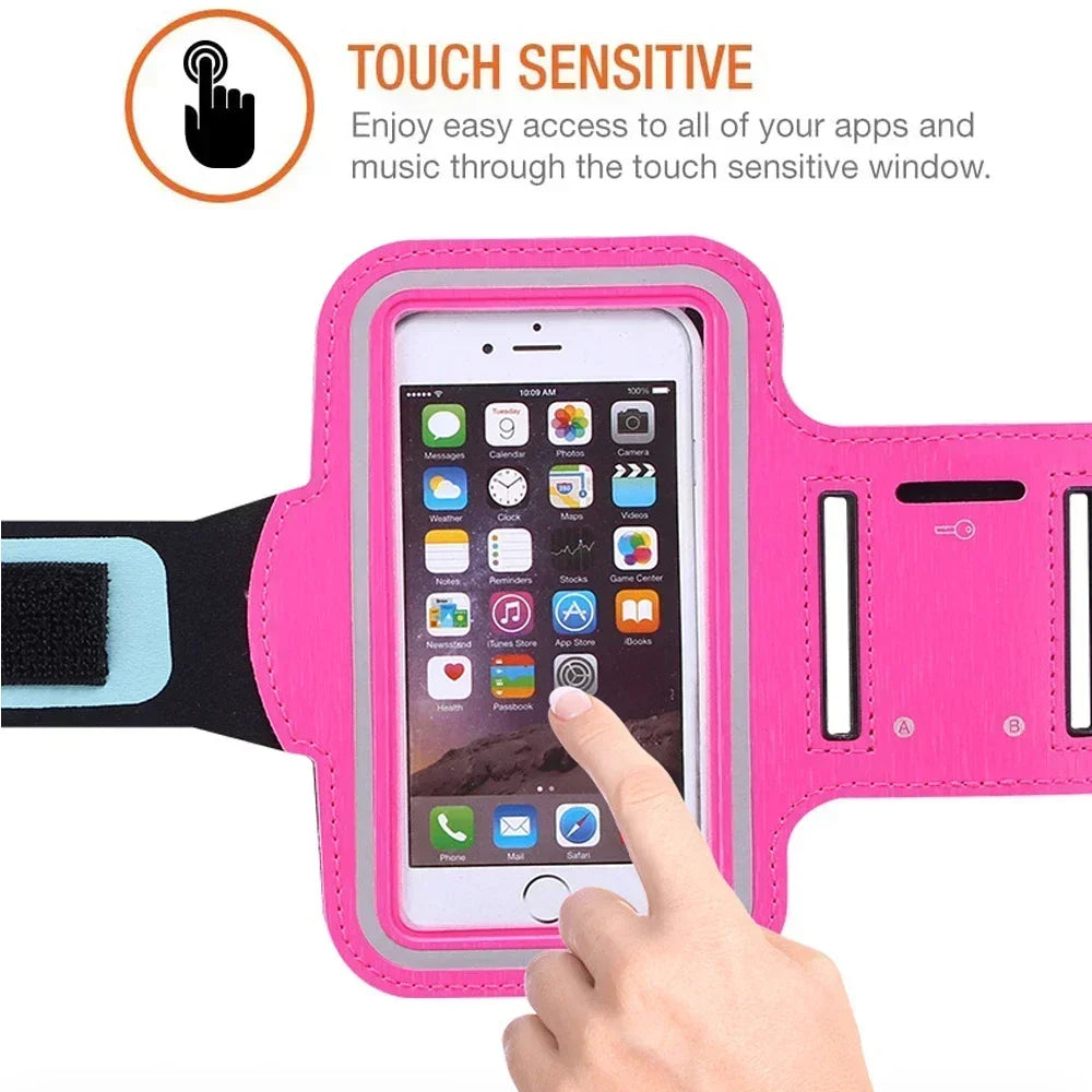 5.5 Inch Sports Phone Armband - Universal Smartphone Holder for Running and Gym (Compatible with Samsung and iPhone)
