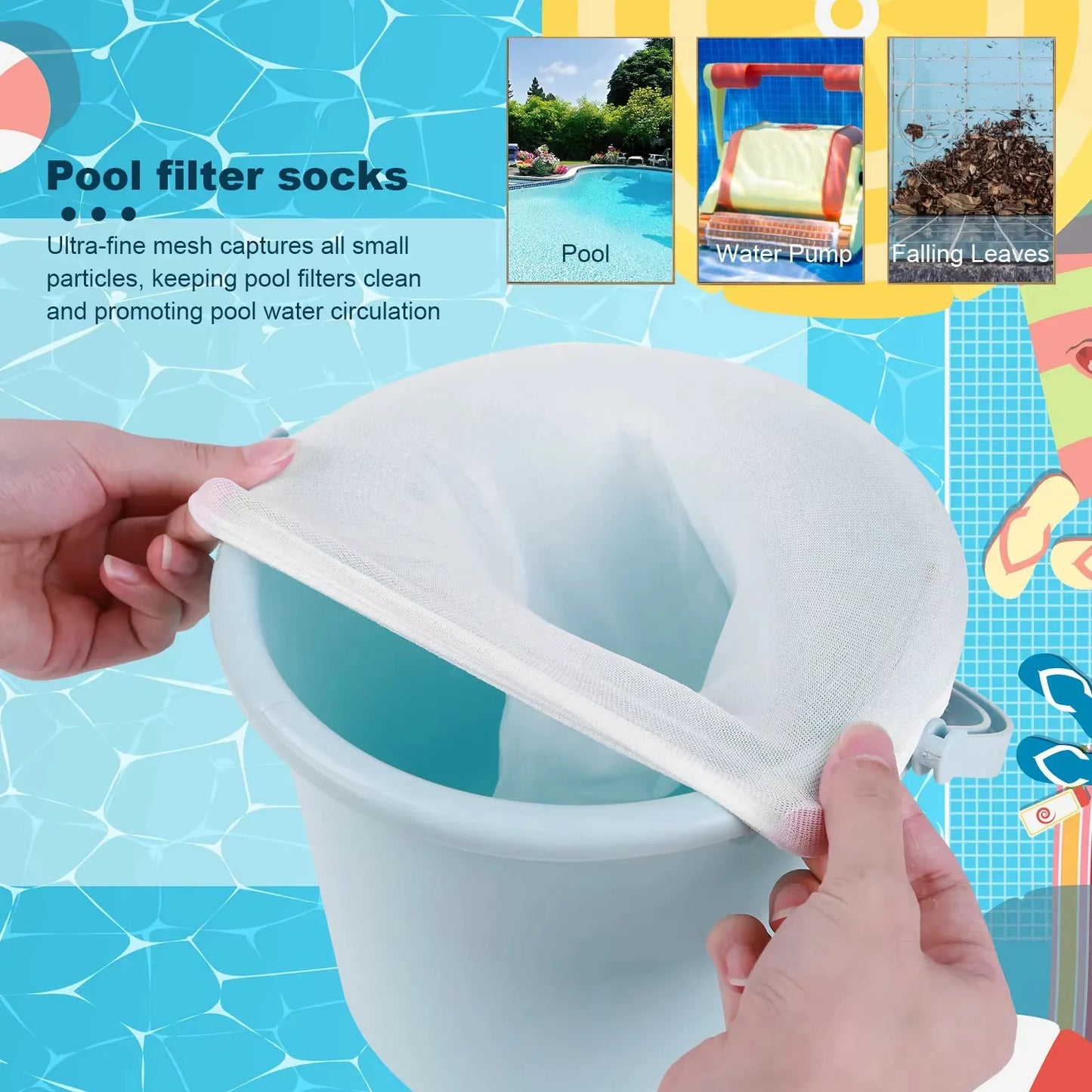 Pool Skimmer Filter Socks - Nylon Mesh Basket Filters for Swimming Pool Cleaning (5-50 Pack)