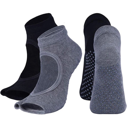 Premium Women's Two-Toe Yoga Socks - Anti-Slip Cotton Pilates & Ballet Dance Socks with Quick-Dry Breathable Design