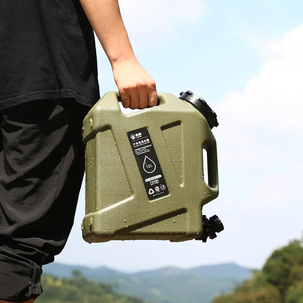 Portable 12L Outdoor Water Tank - Large Capacity Camping Container with Detachable Faucet for Picnic & Travel