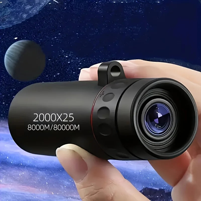 HD 2000X25 Monocular Telescope 2025 - Compact Portable for Stargazing, Bird Watching, Travel, Hiking, Fishing, Camping & Concerts