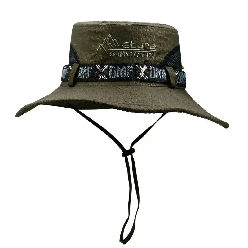 Men's UV Protection Wide Brim Bucket Hat - Outdoor Safari Hiking Mesh Fisherman Cap