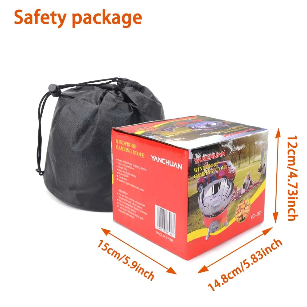 2800W Windproof Portable Outdoor Stove - Camping Gas Stove with Storage Bag