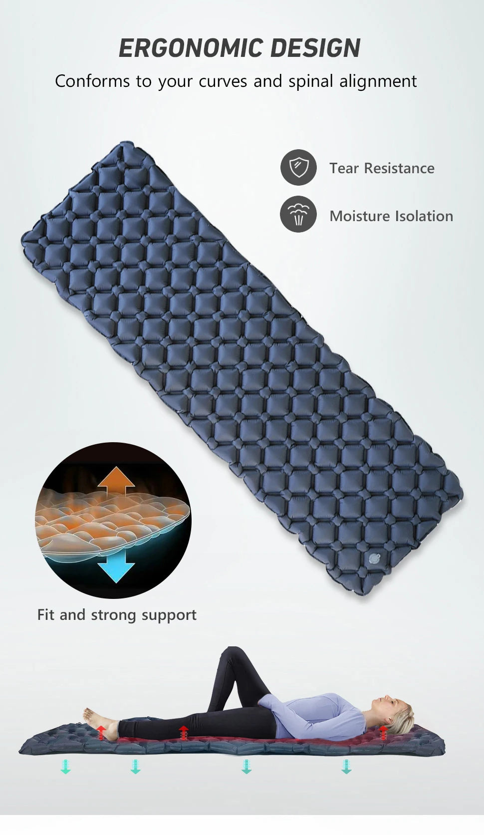Ultralight Inflatable Camping Sleeping Pad - Portable Outdoor Air Mattress for Hiking and Travel