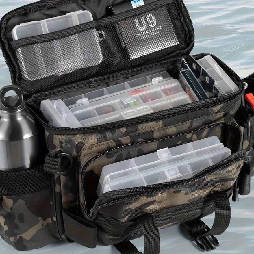 Versatile Fishing Gear Bag - Canvas Waist Pack with Crossbody & Shoulder Straps, Multi-Purpose Travel Sports Bag