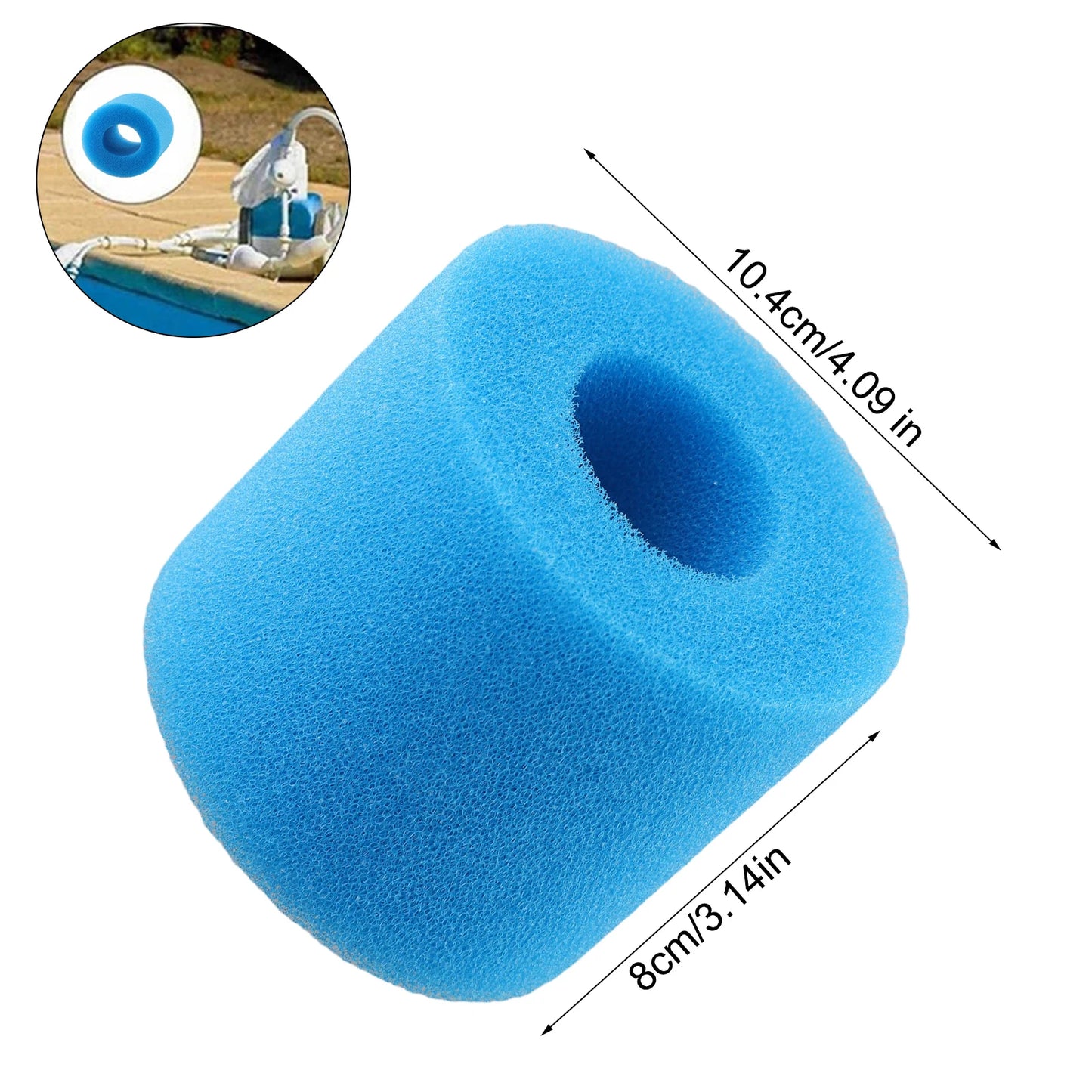 Universal Bio Foam Pool Filter Sponge - Reusable & Easy Clean - Compatible with Type I/II/VI/D Systems - Long-Lasting Swimming Pool Filtration (1 Piece)